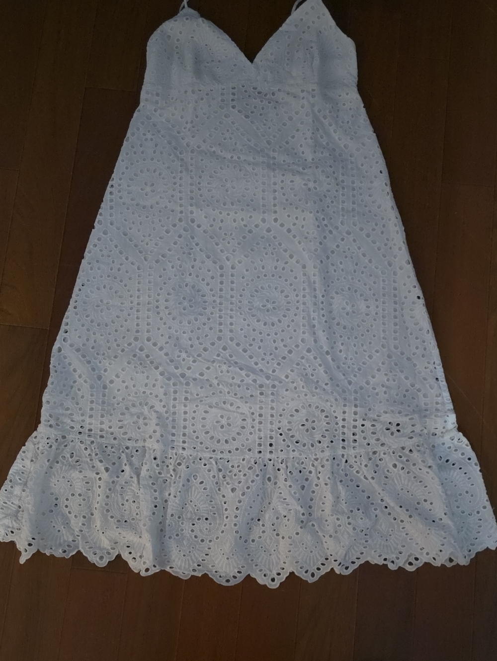 H&M White Eyelet Maxi Skirt with Scalloped Hem